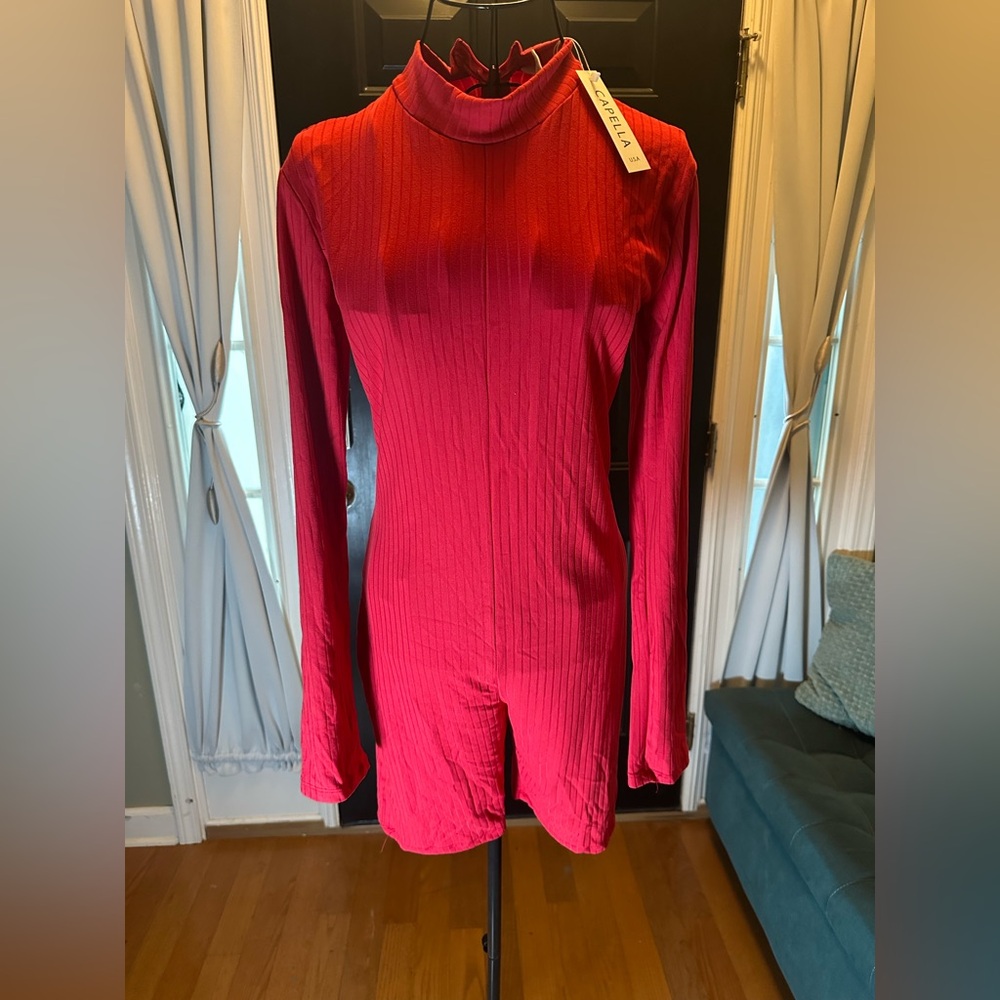 Red Long-Sleeve Bodysuit